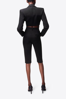 Flower Corsage Cropped Blazer | Black