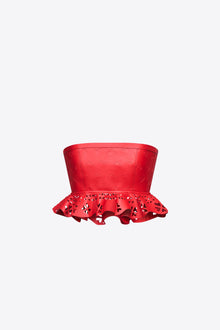 Laser Cut Leather Heart Bandeau | Red