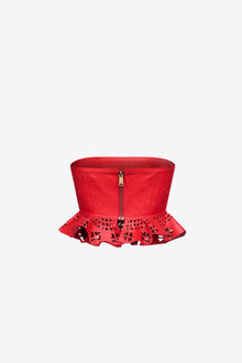 Laser Cut Leather Heart Bandeau | Red