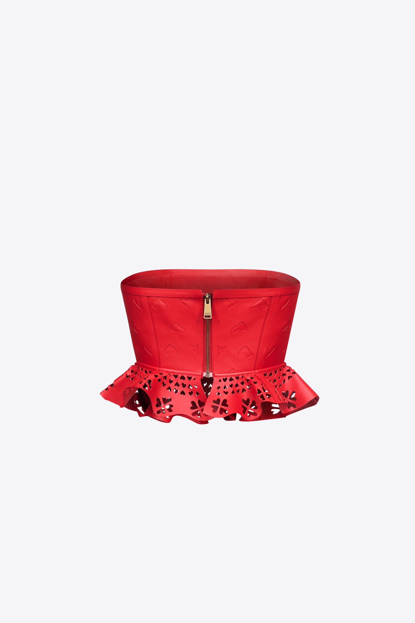 Laser Cut Leather Heart Bandeau | Red