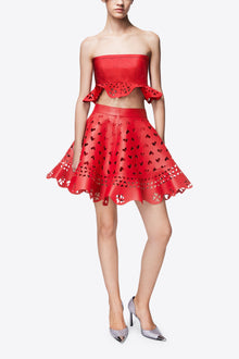 Laser Cut Leather Heart Bandeau | Red