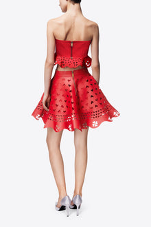 Laser Cut Leather Heart Bandeau | Red