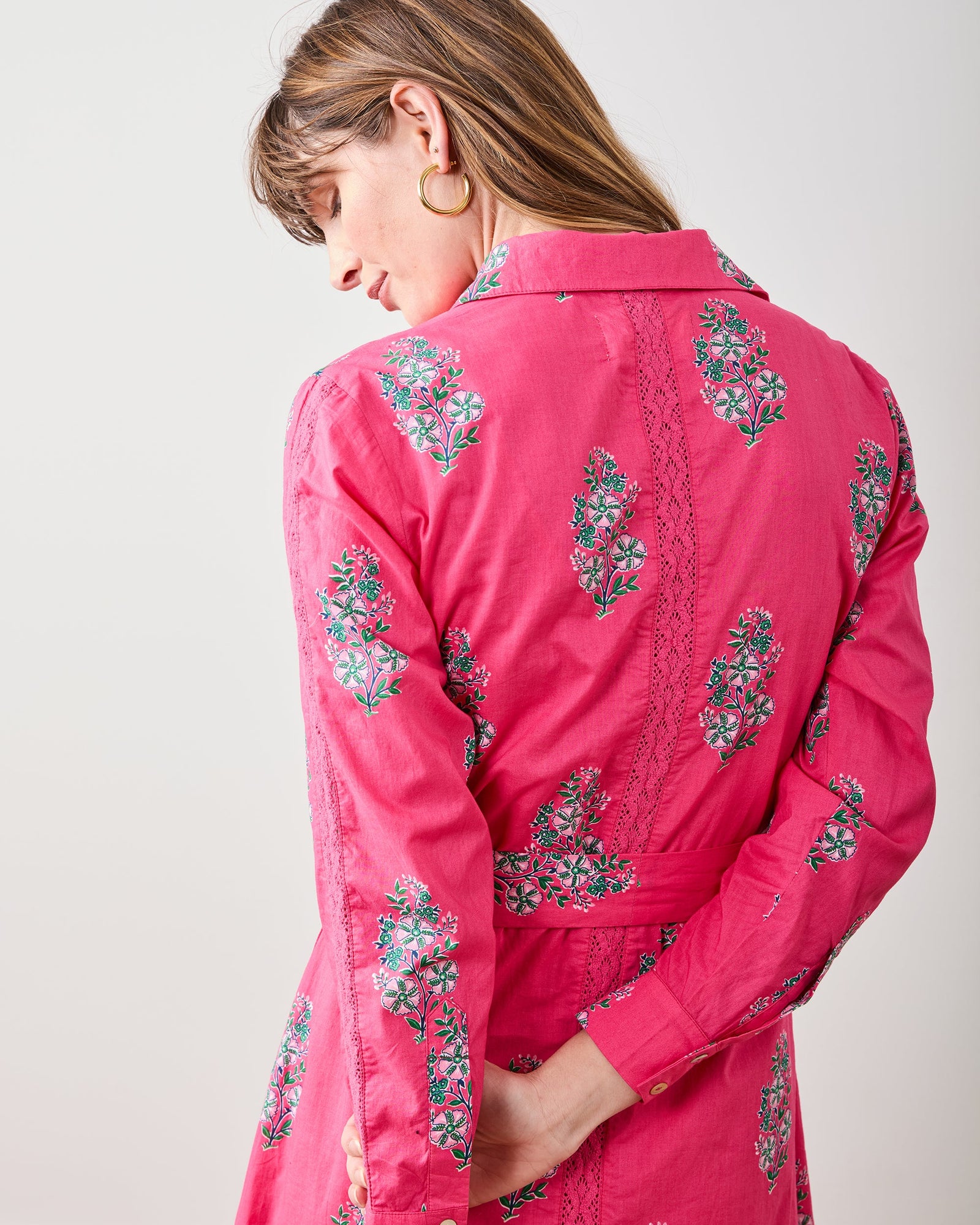 Bouquet Blossoms - Meredith Dress - Hot Pink - Printfresh