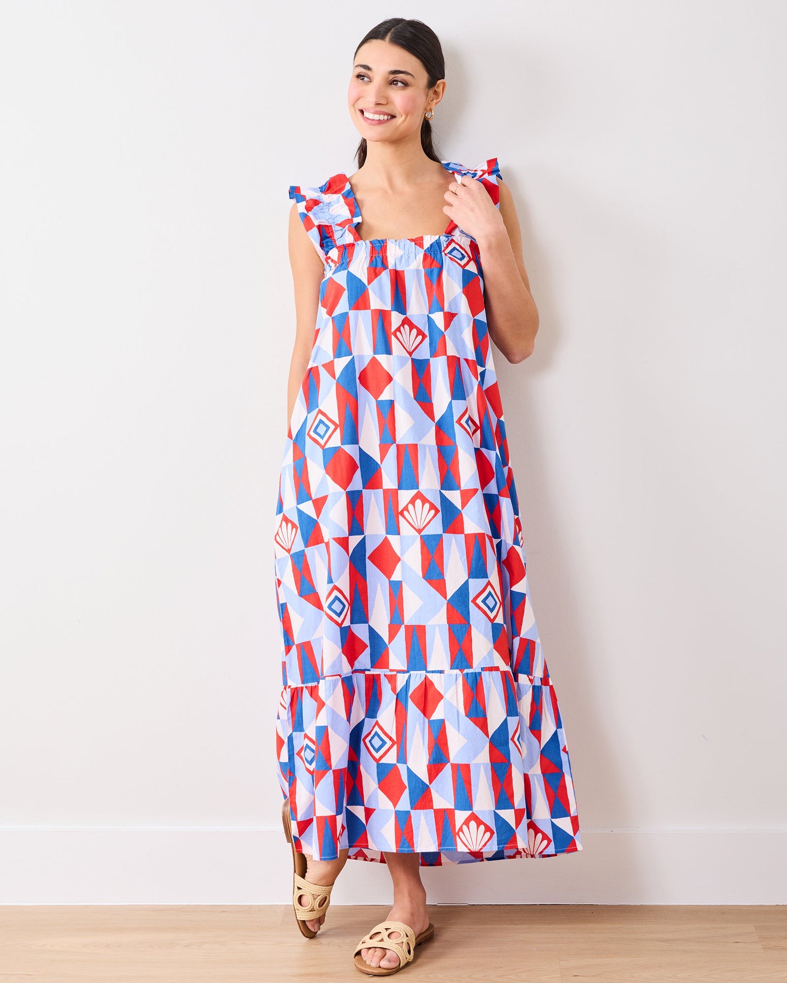 Underwater Mosaic - Serenity Dress - Retro Red - Printfresh