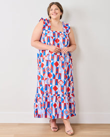 Underwater Mosaic - Serenity Dress - Retro Red - Printfresh
