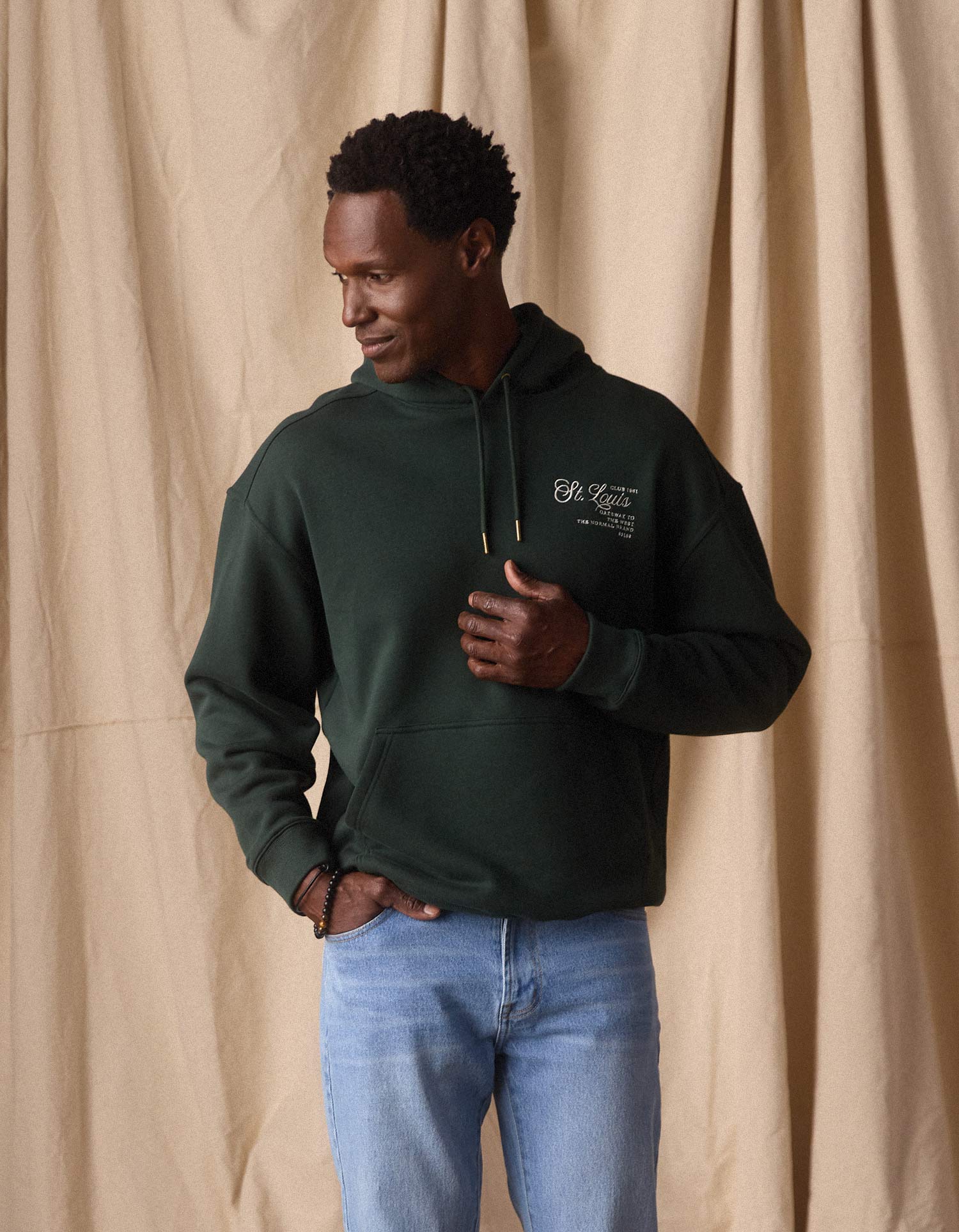 Men | Normal Fleece Graphic Hoodie | Varsity Green