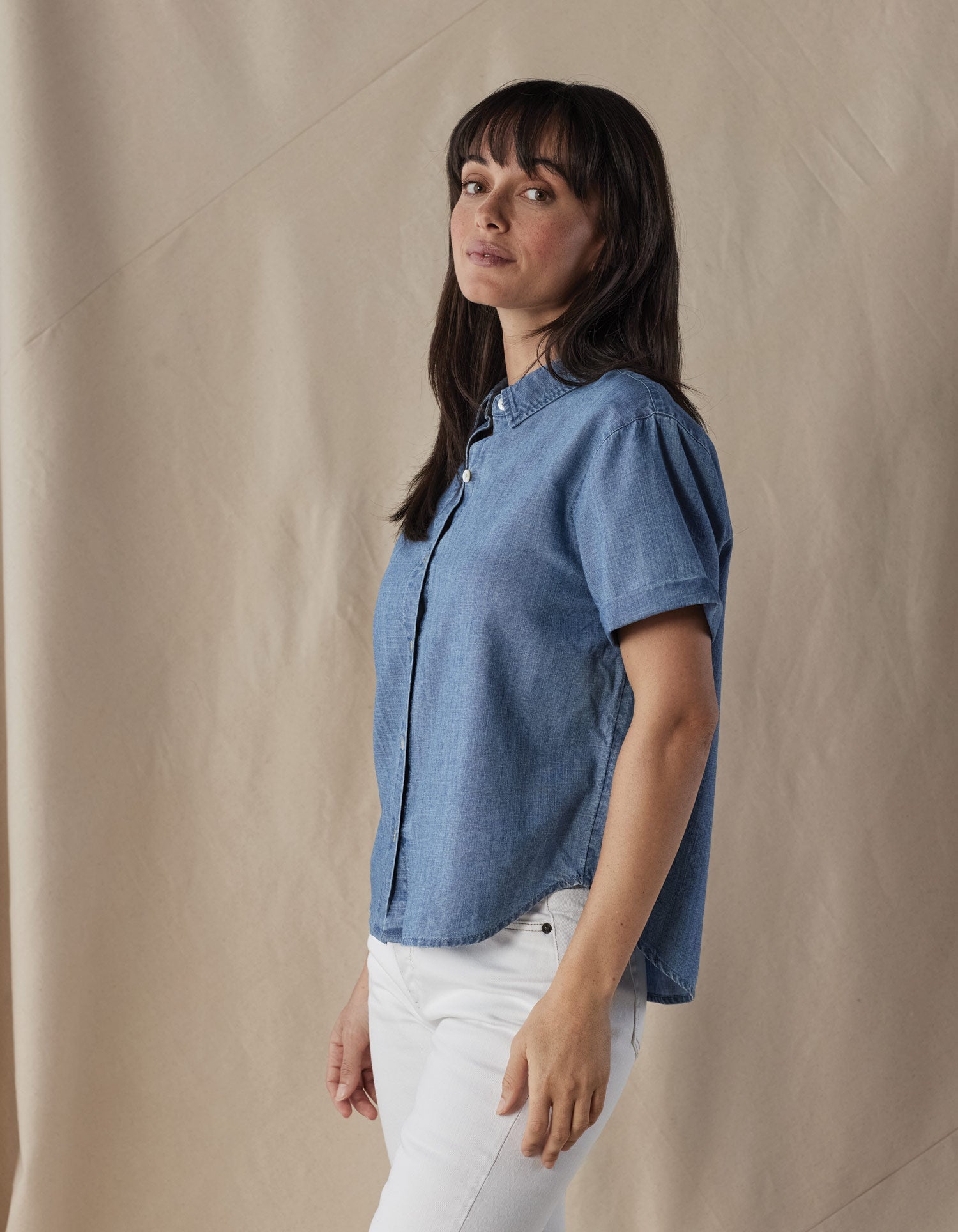 Women | Chambray Rosie Button Up Shirt | Medium Wash