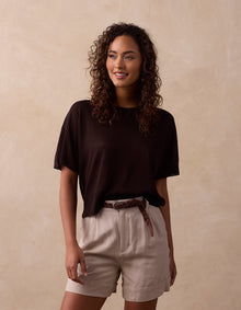 Women | Summer Linen-Blend Tee | Umber