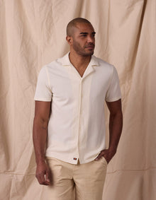 Men | Cotton Pique Camp Shirt | Ivory