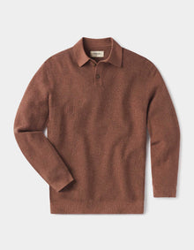Men | Robles Knit Waffle Stitch Polo | Heather Brown