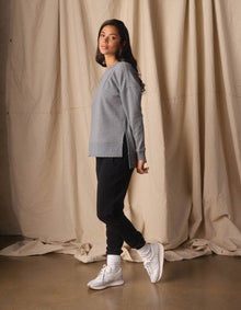 Women | Fleece Puremeso Splitside Pullover | Heather Grey