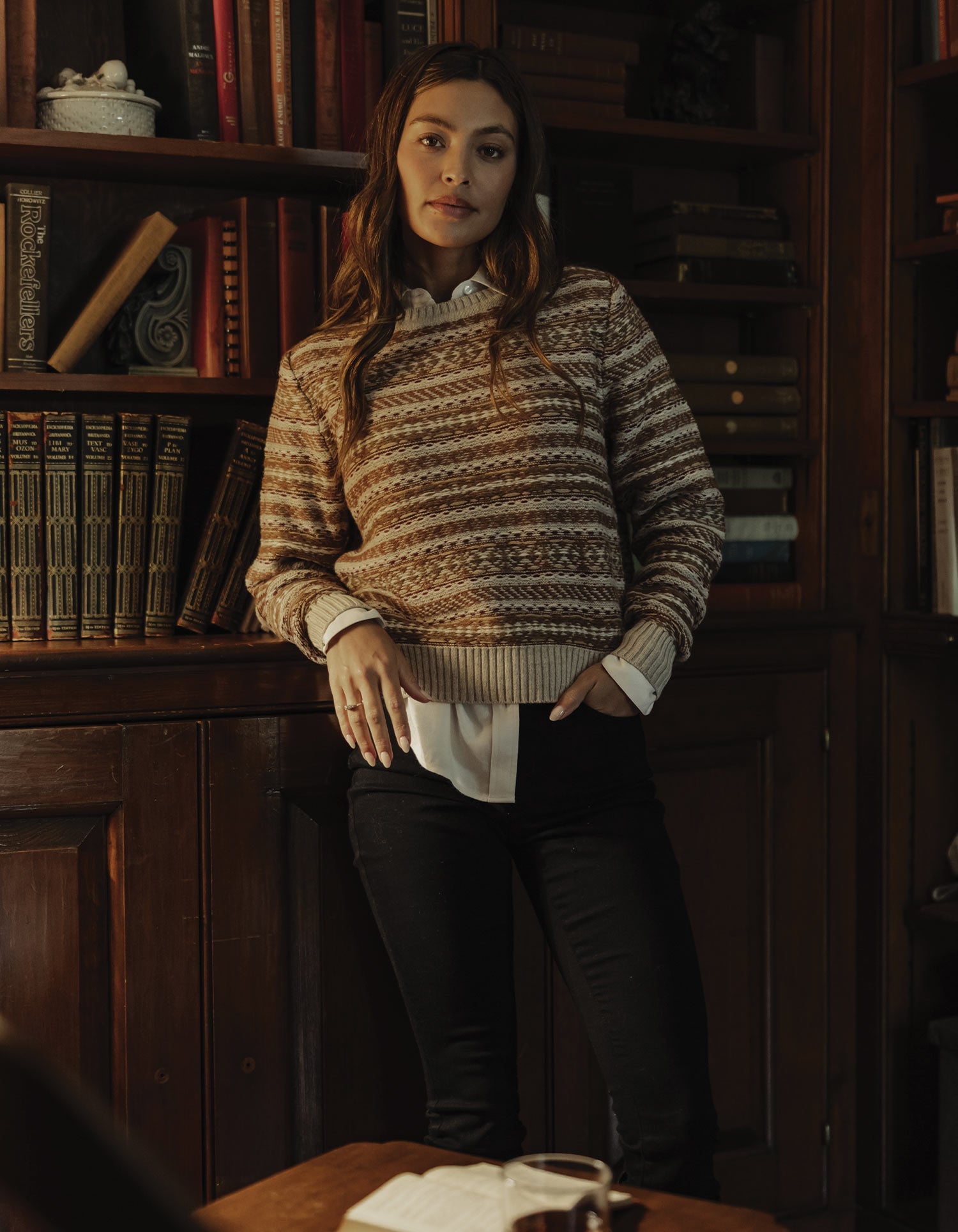 Women | Reverse Fair Isle Crew | Cream Multi