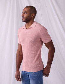 Men | Robles Textured Knit Polo | Dusty Rose