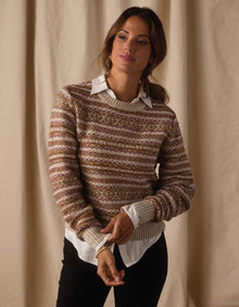 Women | Reverse Fair Isle Crew | Cream Multi