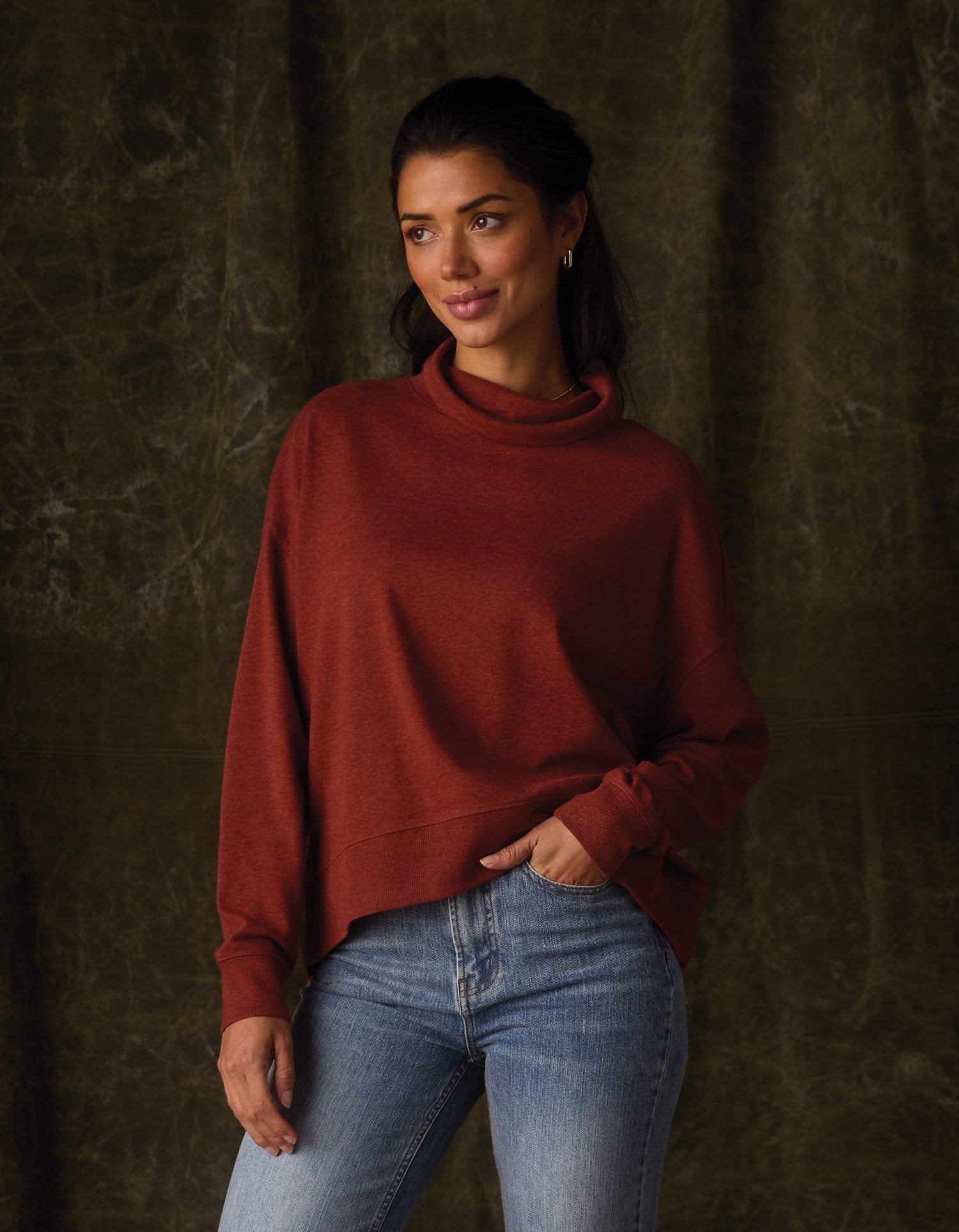 Women | Puremeso Funnel Neck Pullover | Terracotta