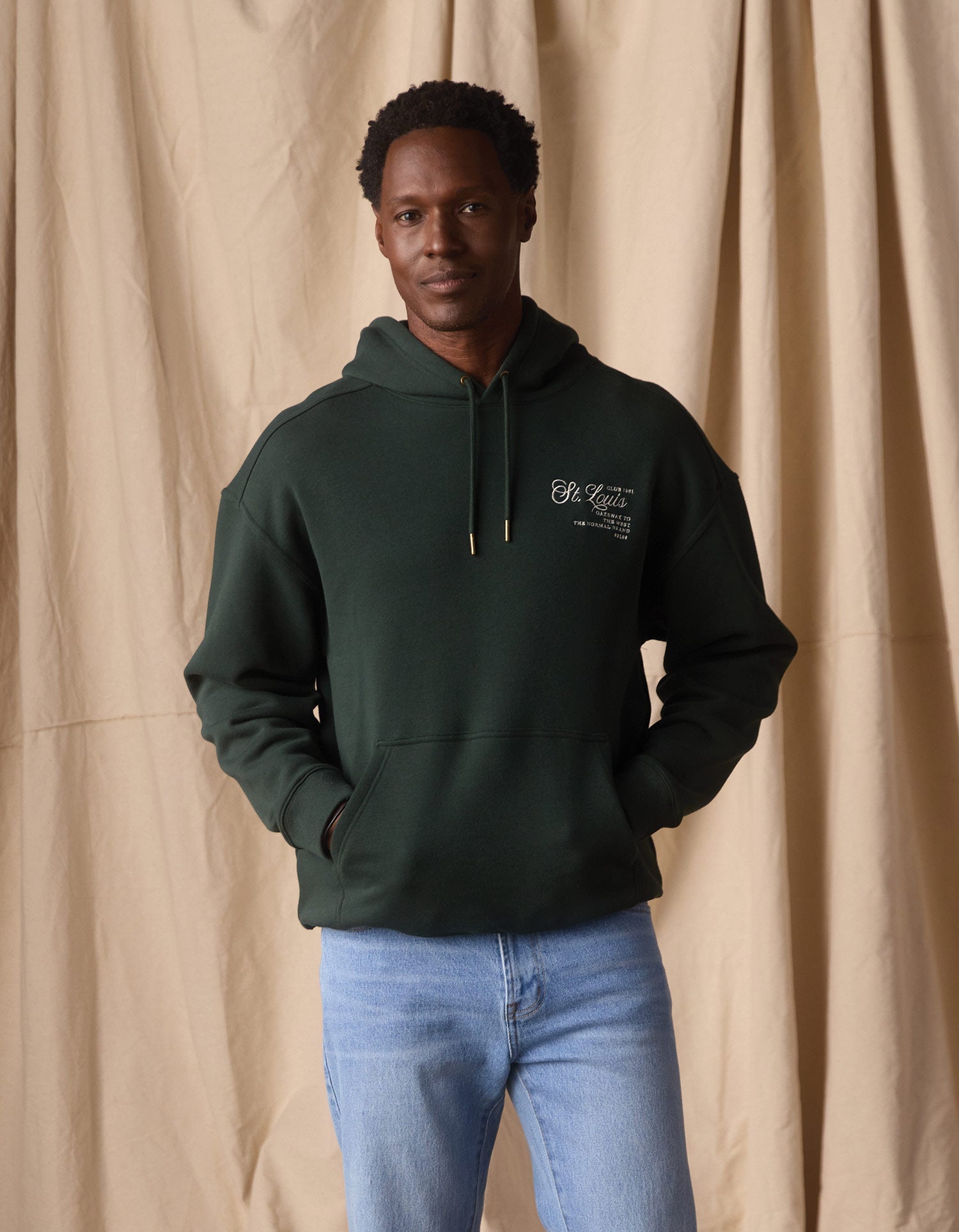 Men | Normal Fleece Graphic Hoodie | Varsity Green