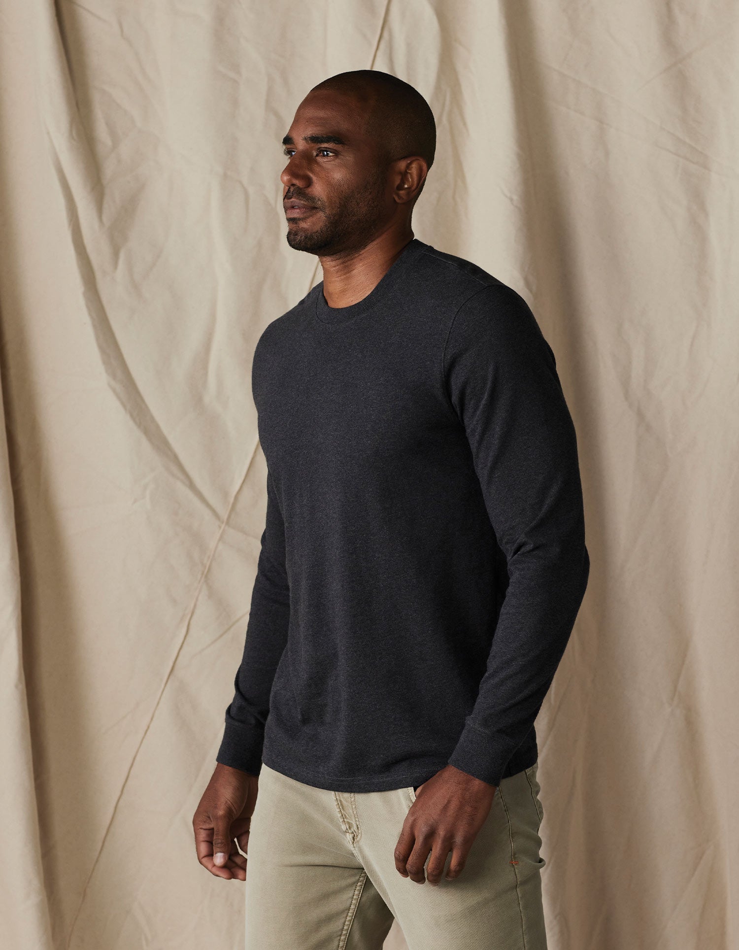 Men | Lennox Jersey Long Sleeve Tee | Heather Charcoal