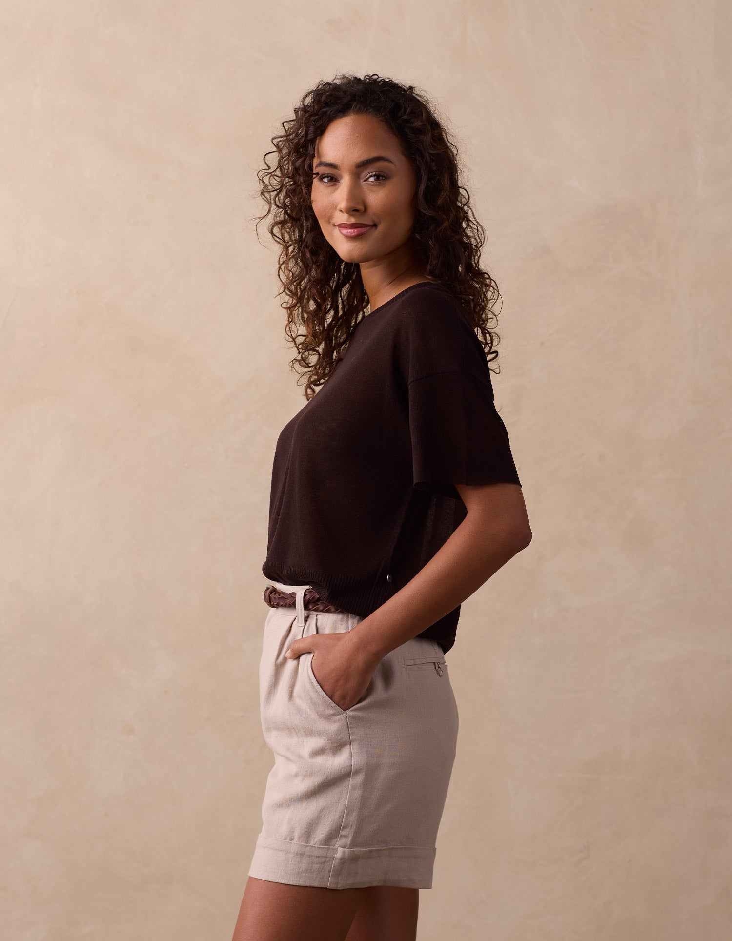 Women | Summer Linen-Blend Tee | Umber