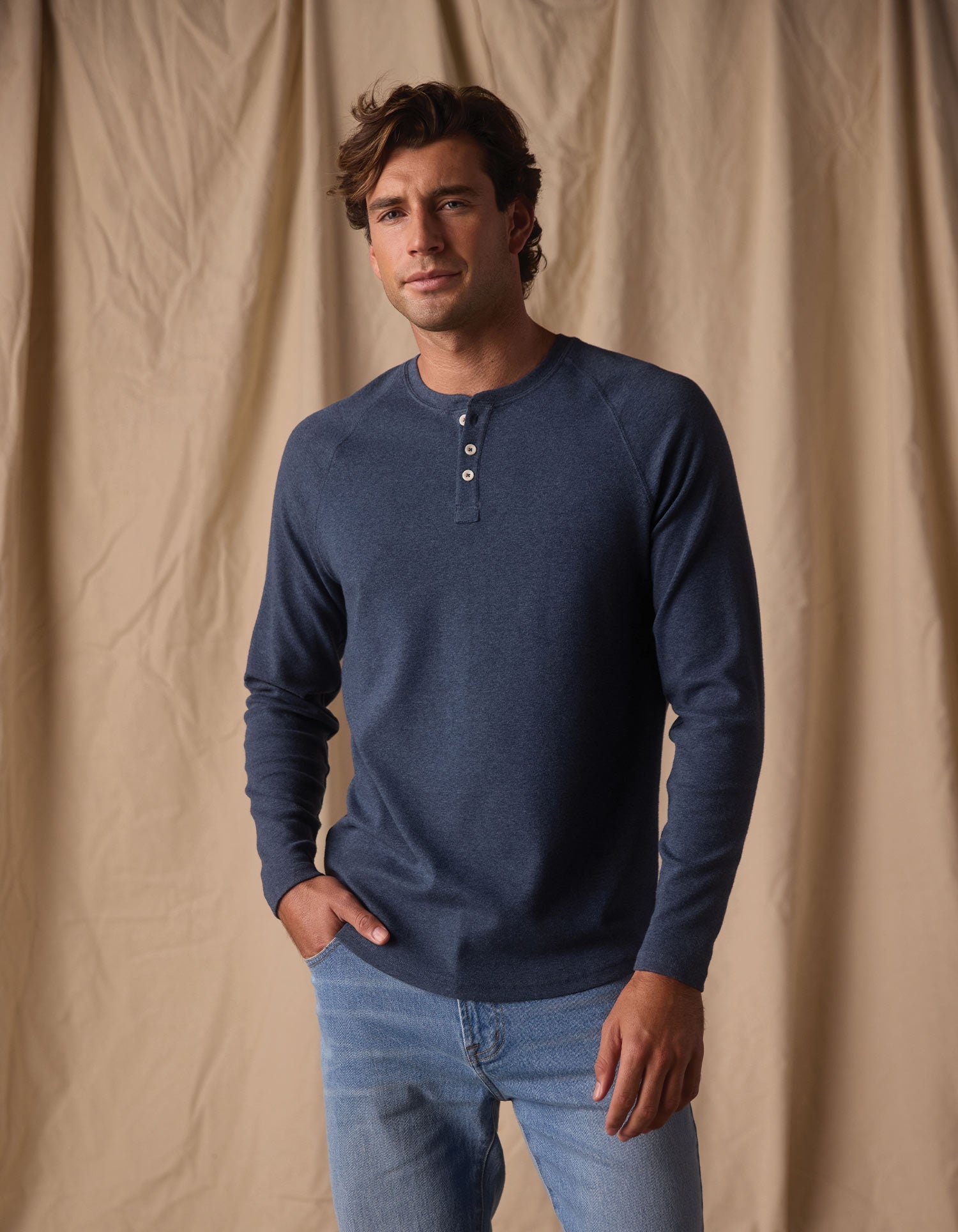Men | Puremeso Everyday Henley | Indigo Blue