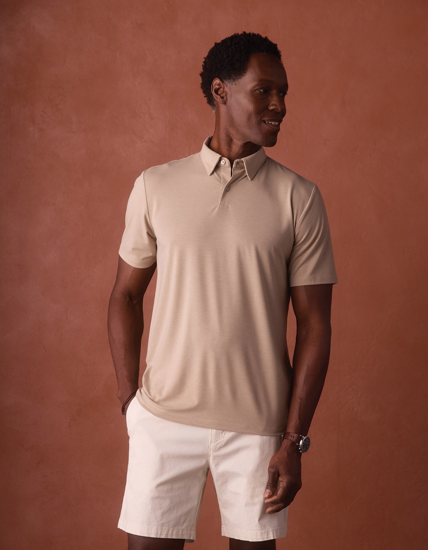 Men | LuxeJersey Polo | Fawn