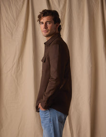 Men | Comfort Terry Shirt Jacket | Dark Brown