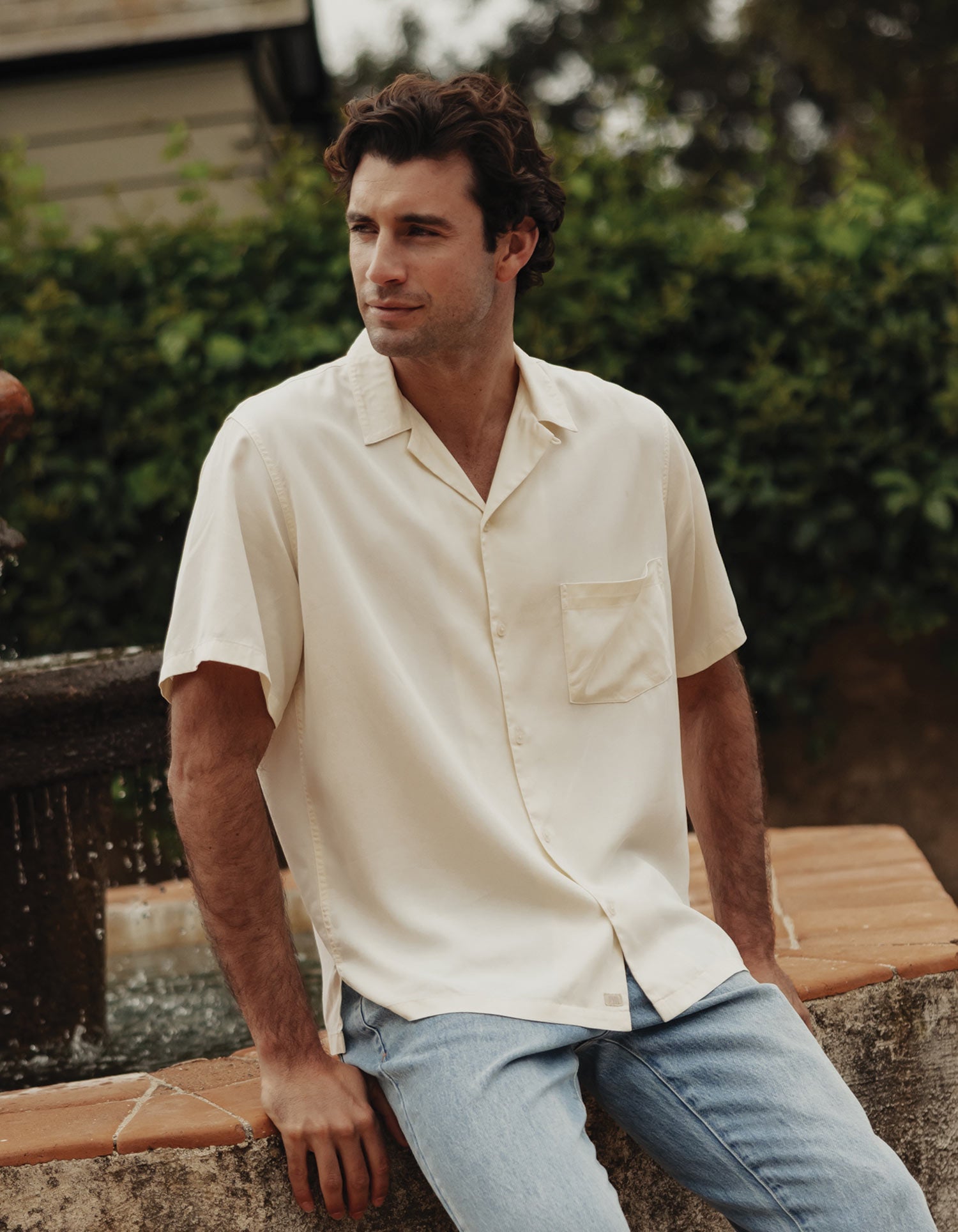 Men | Sueded Costa Resort Shirt | Ivory