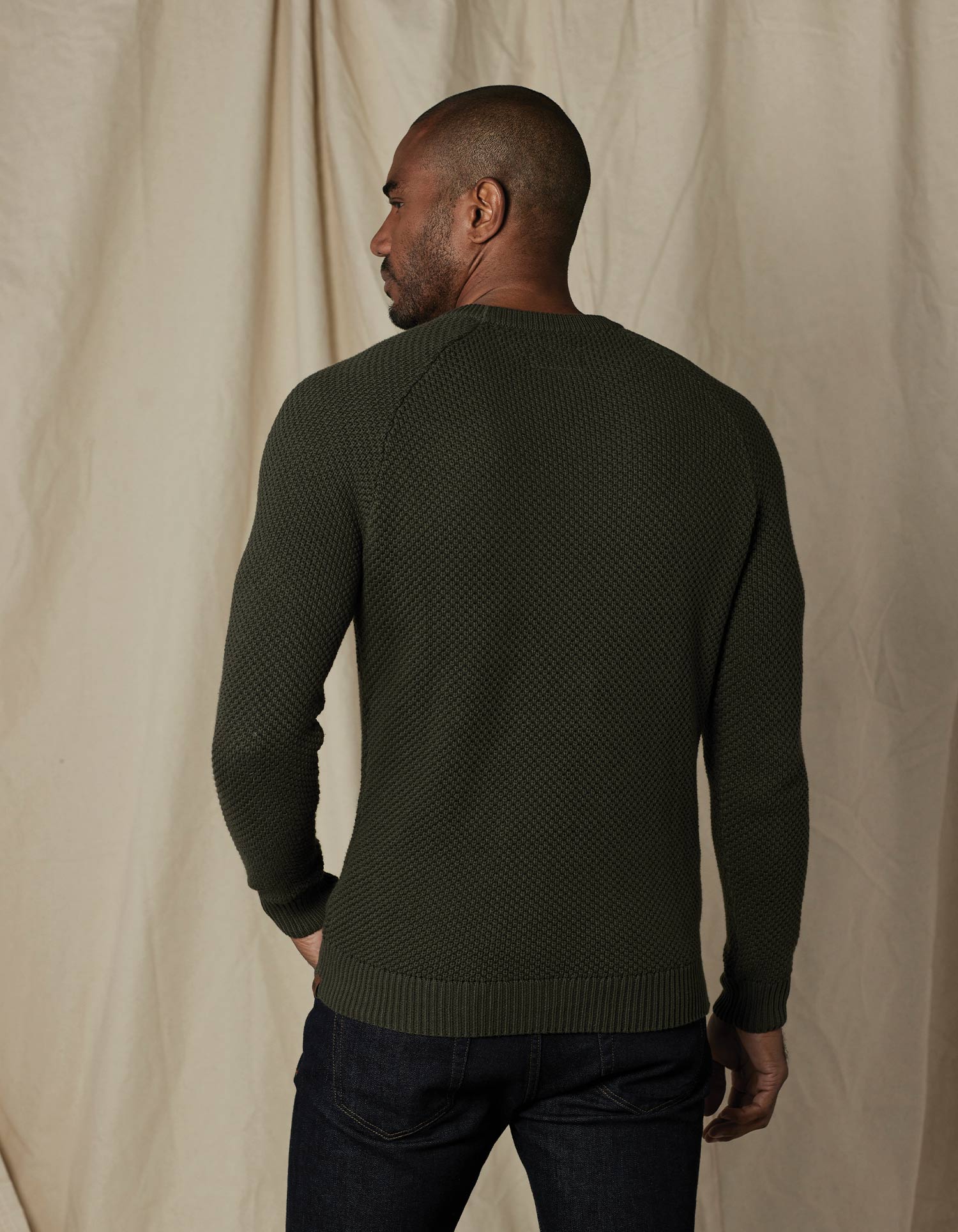 Men | Moss Stitch Crew | Oakmoss