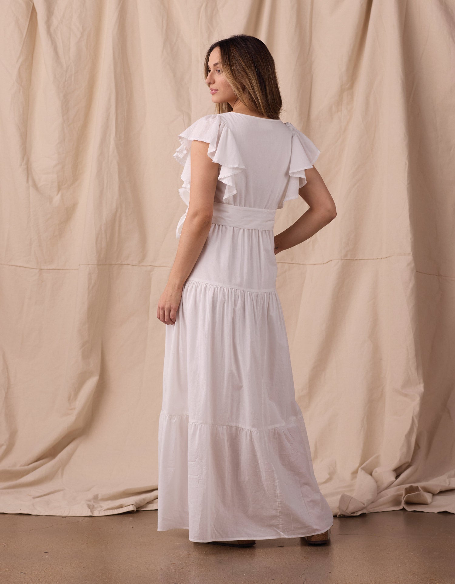 Women | Madeline Tiered Dress | Ecru