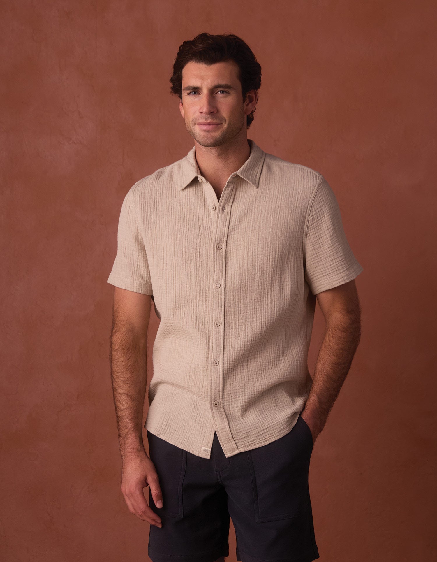 Men | Kalo Short Sleeve Button Up | Pumice