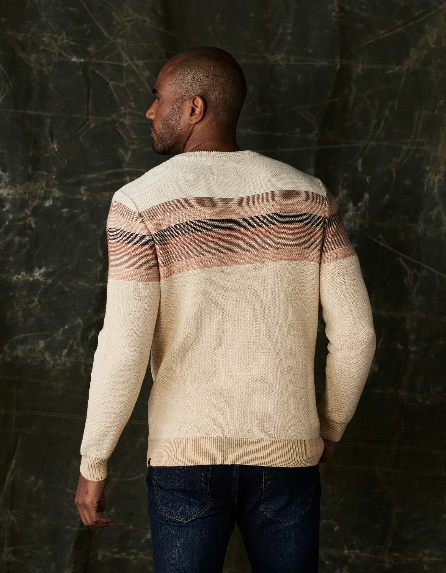 Men | Striped Ski Sweater | Beige Multi