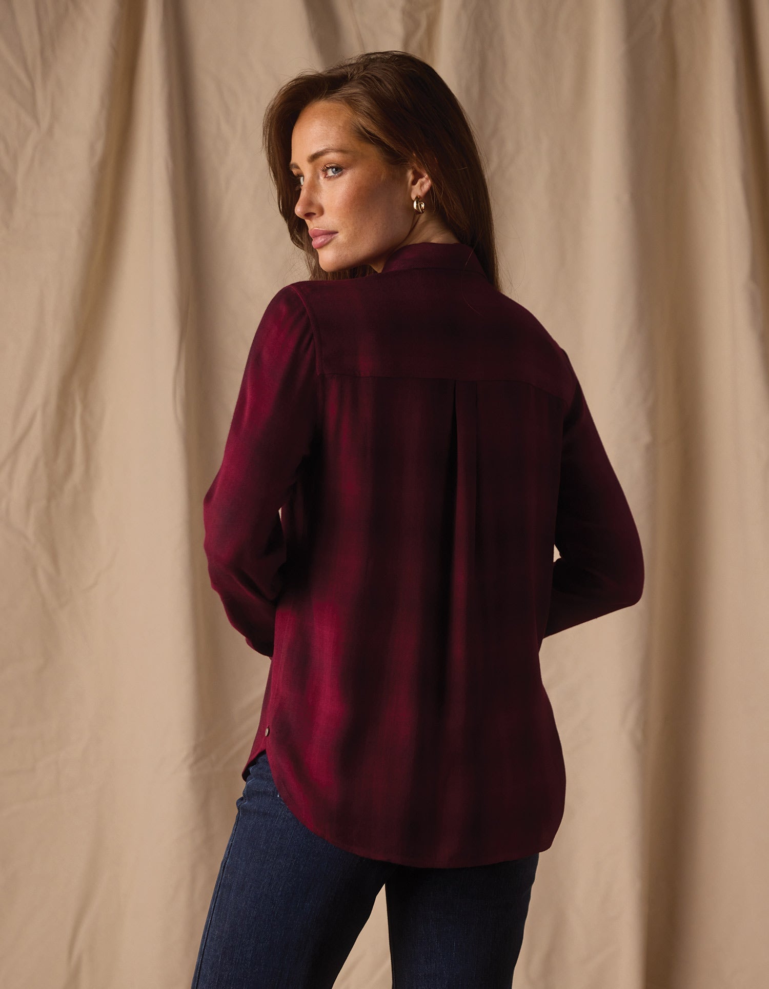Women | Harper Button Up | Fig Plaid