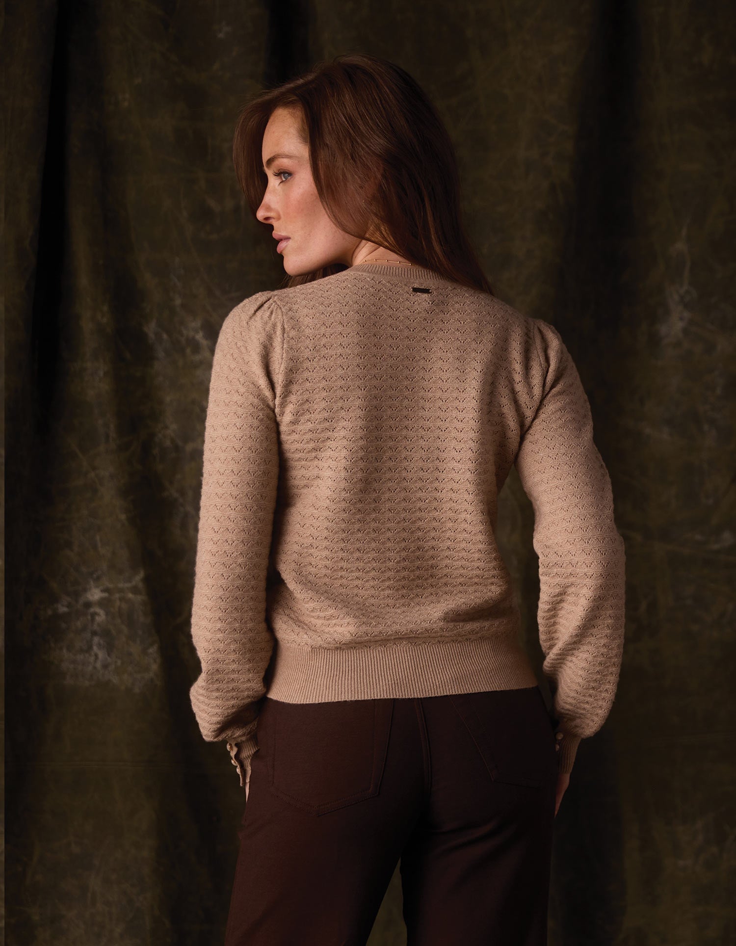 Women | Olivia Pointelle Crew Sweater | Oatmeal