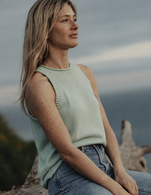 Women | Wanderlust Hi-Neck Tank | Sea Glass