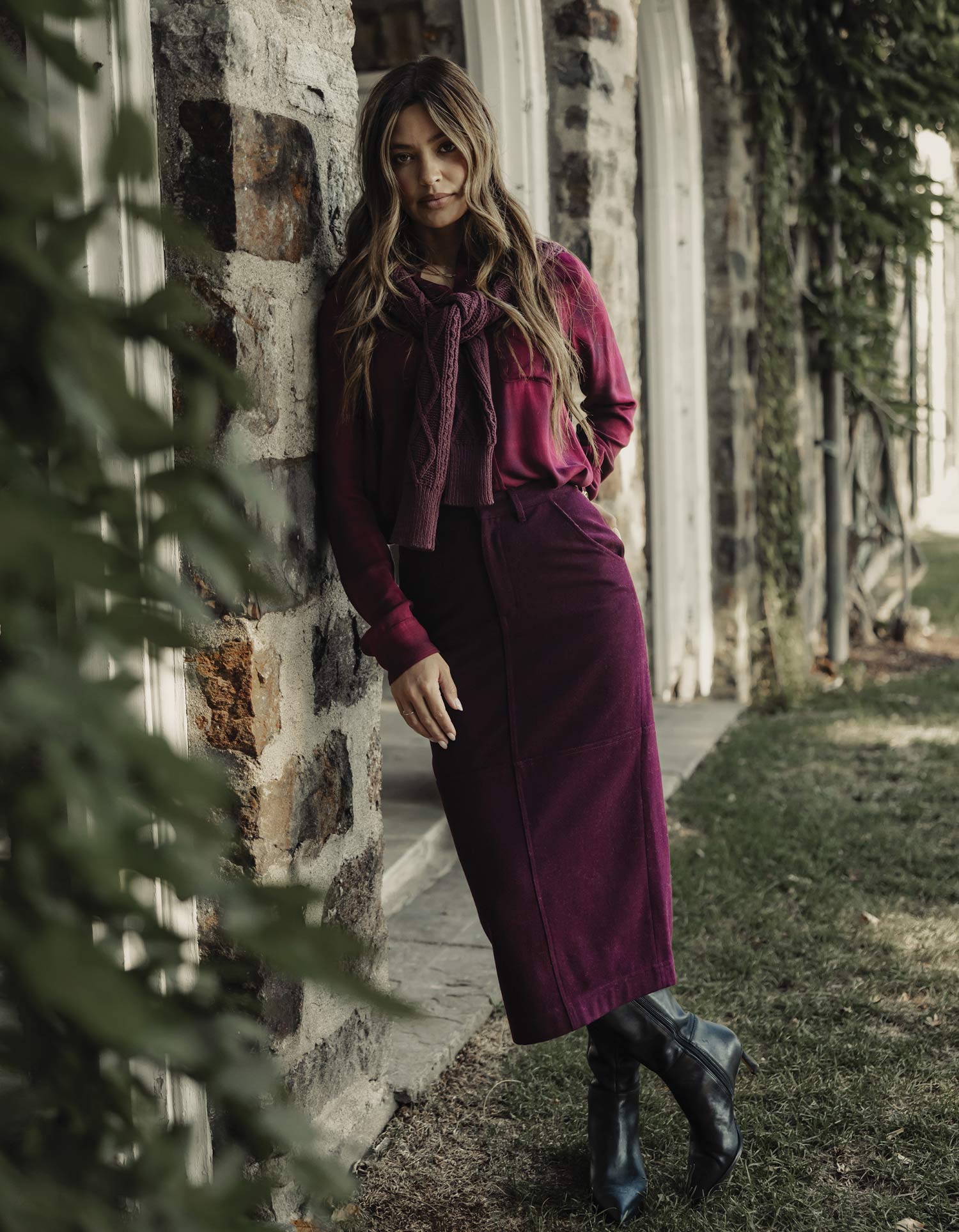 Women | Brightside Midi Skirt | Port Wine