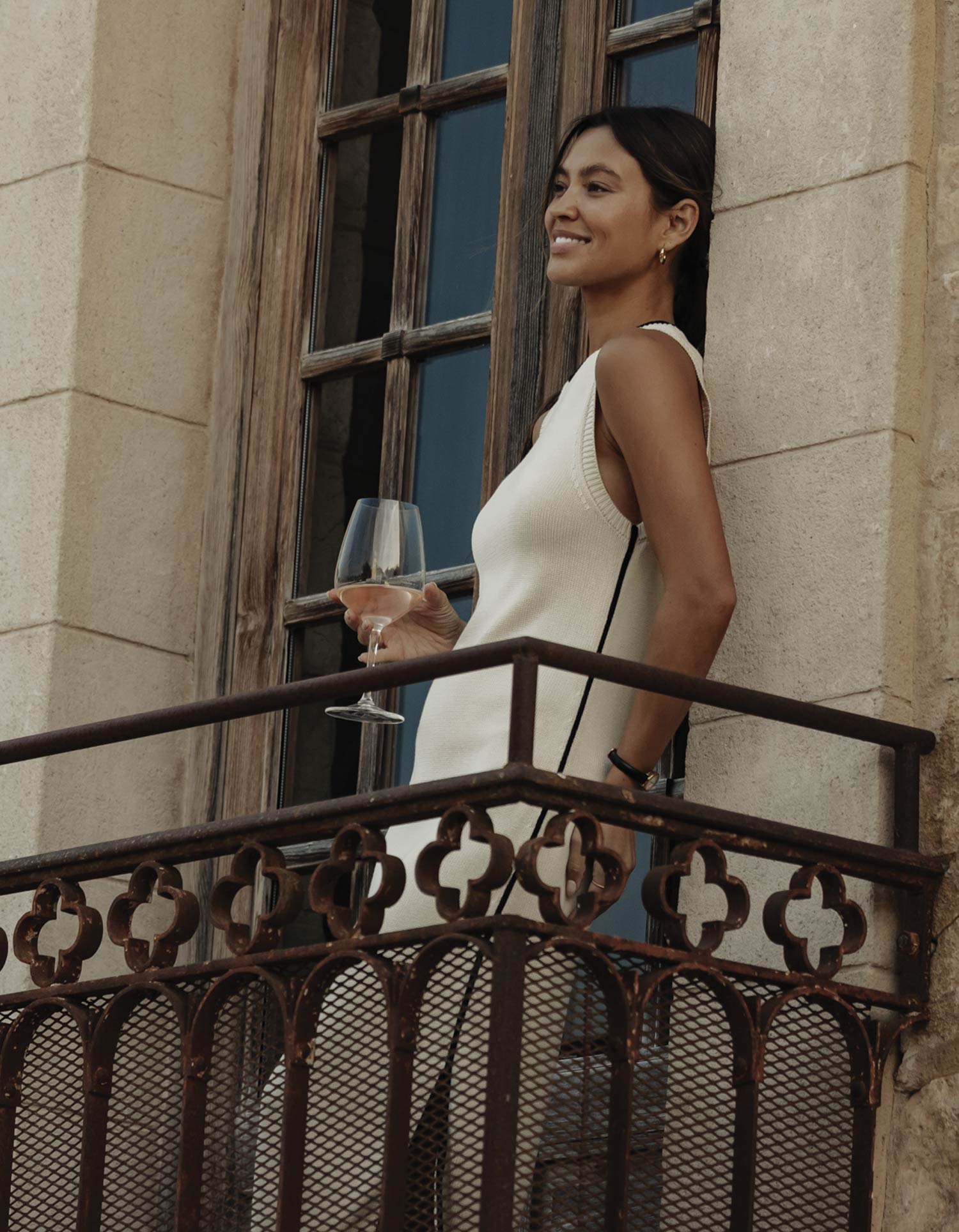Women | Lucia Knit Midi Dress | Cream/Black