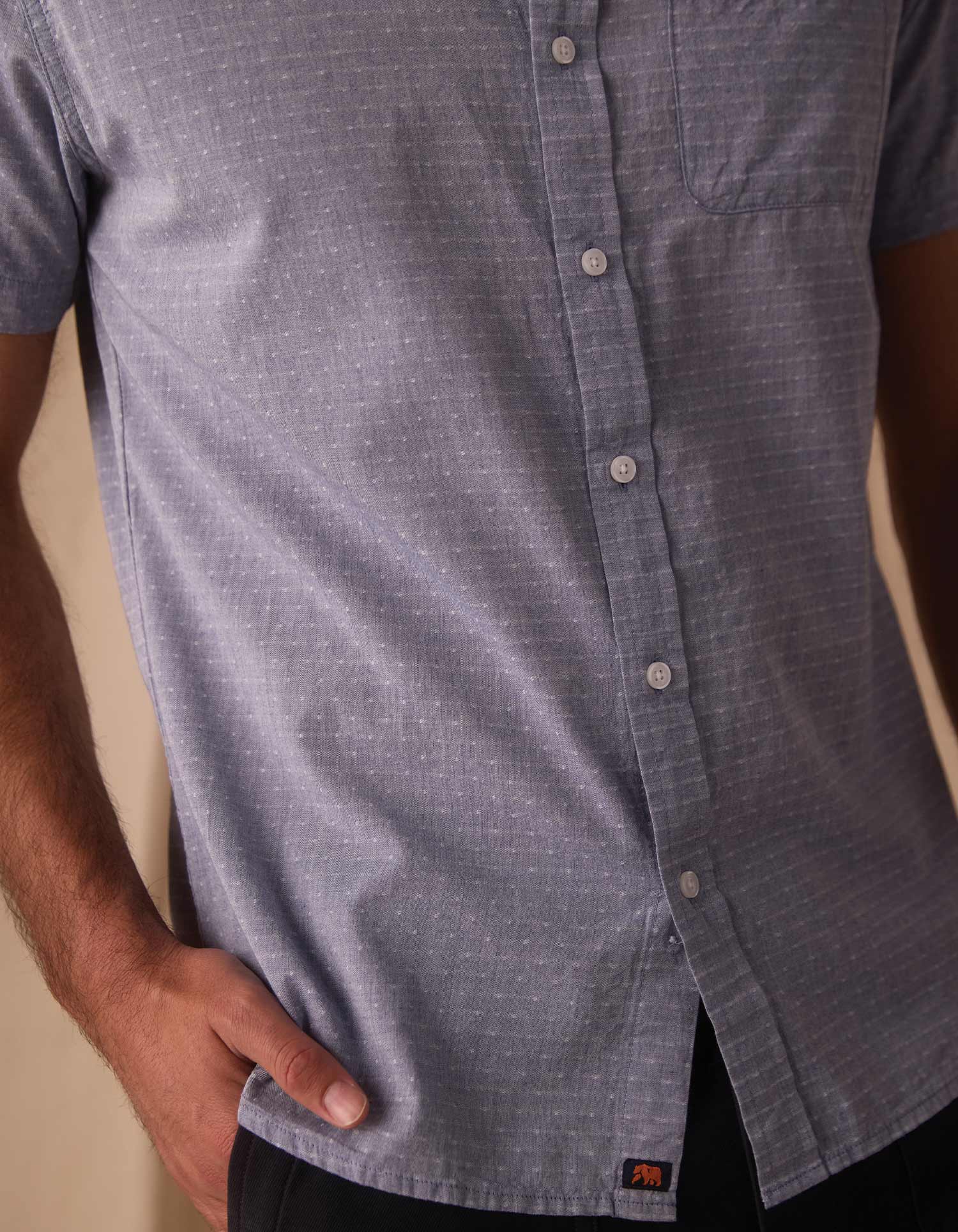 Men | Freshwater Short Sleeve Button Up Shirt | Blue Dobby