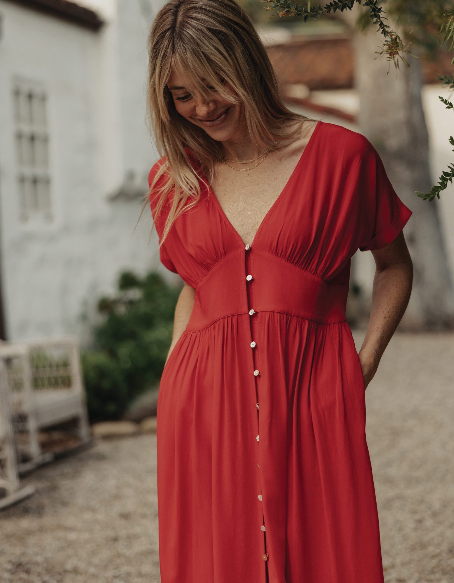 Women | Aria Crepe Midi Dress | Poppy Red