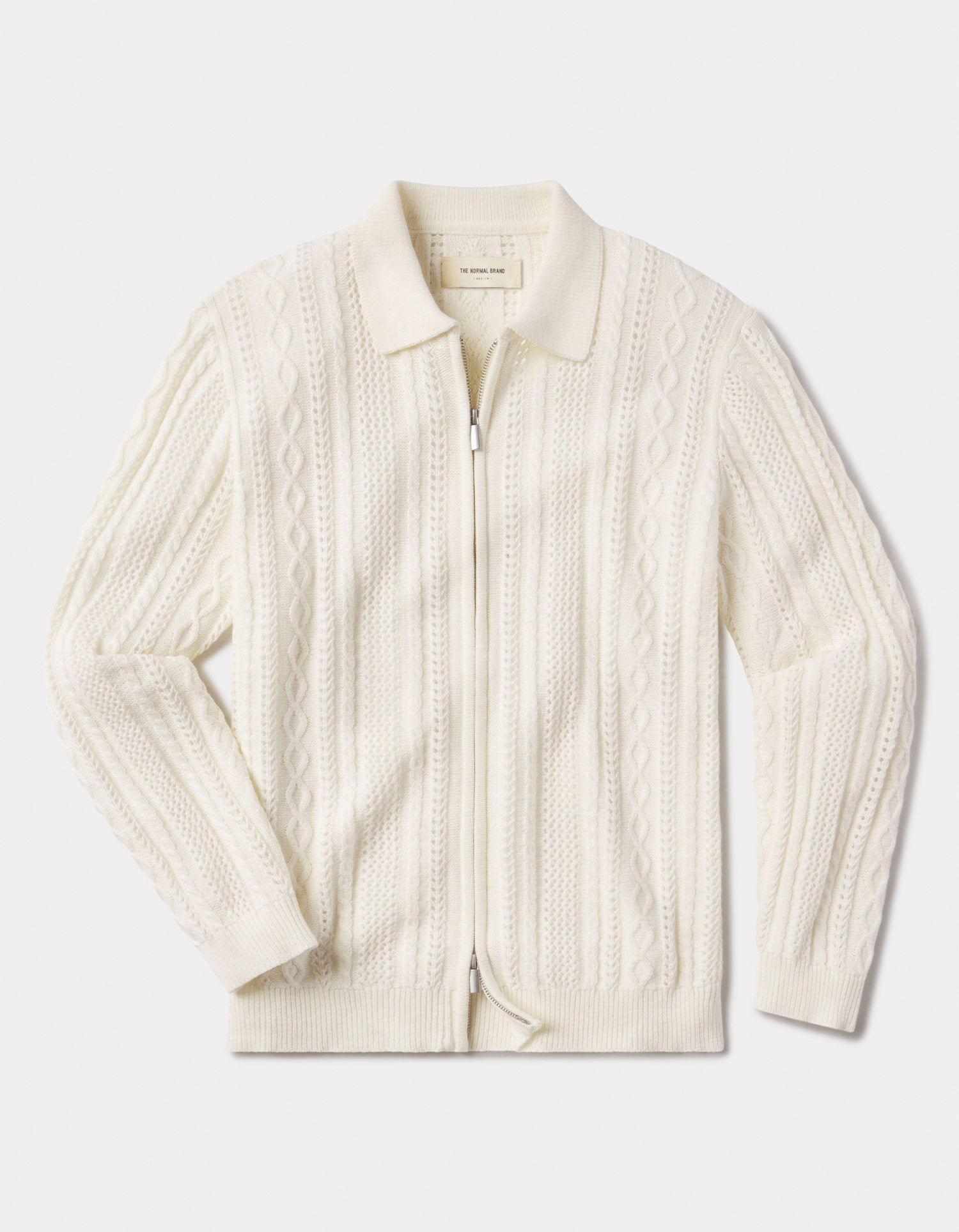 Men | Jacquard Zip Front Cardigan | Ivory