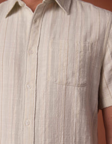 Men | Freshwater Short Sleeve Button Up Shirt | Sea Glass Stripe