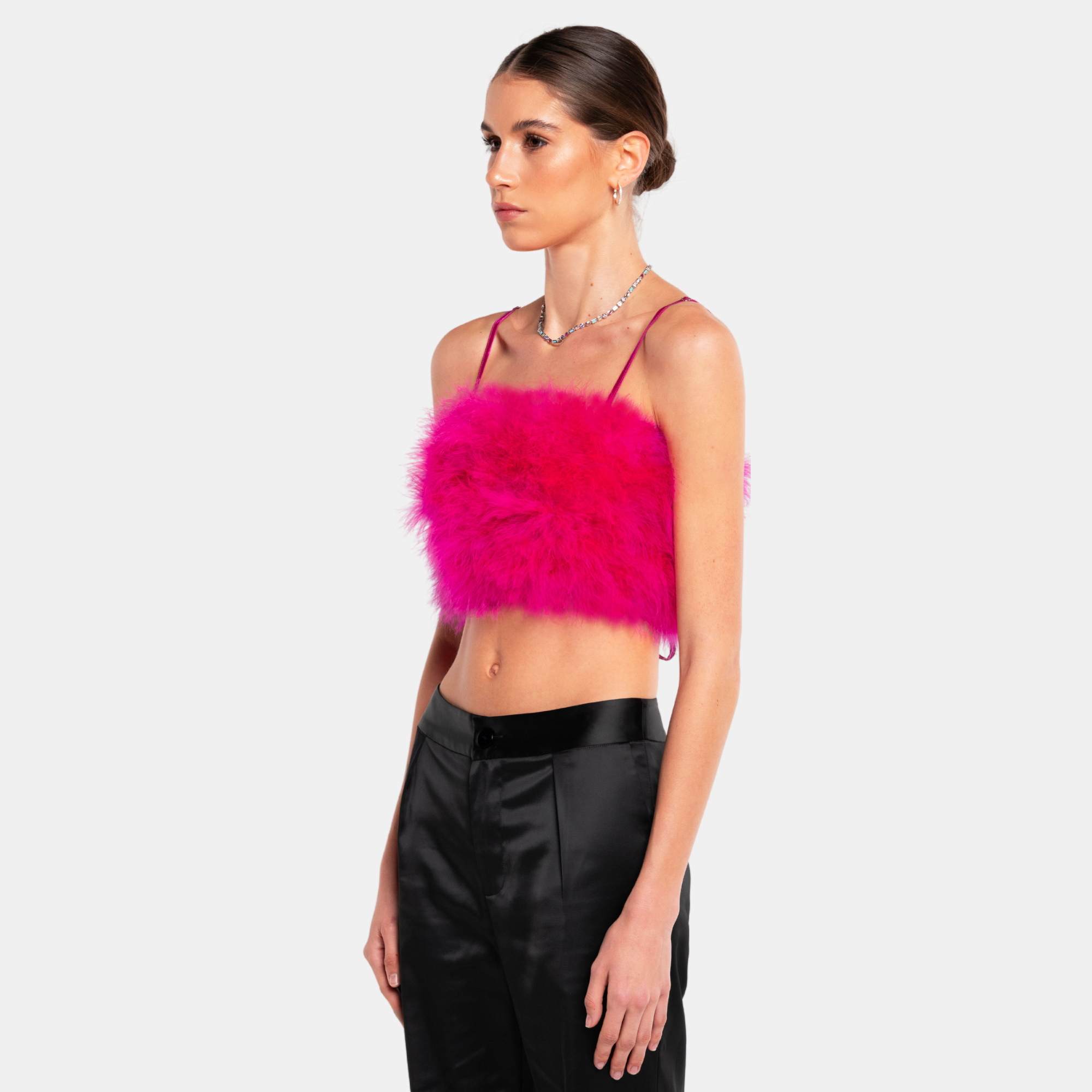 OW Collection Pixie Feather Top | Neon Pink