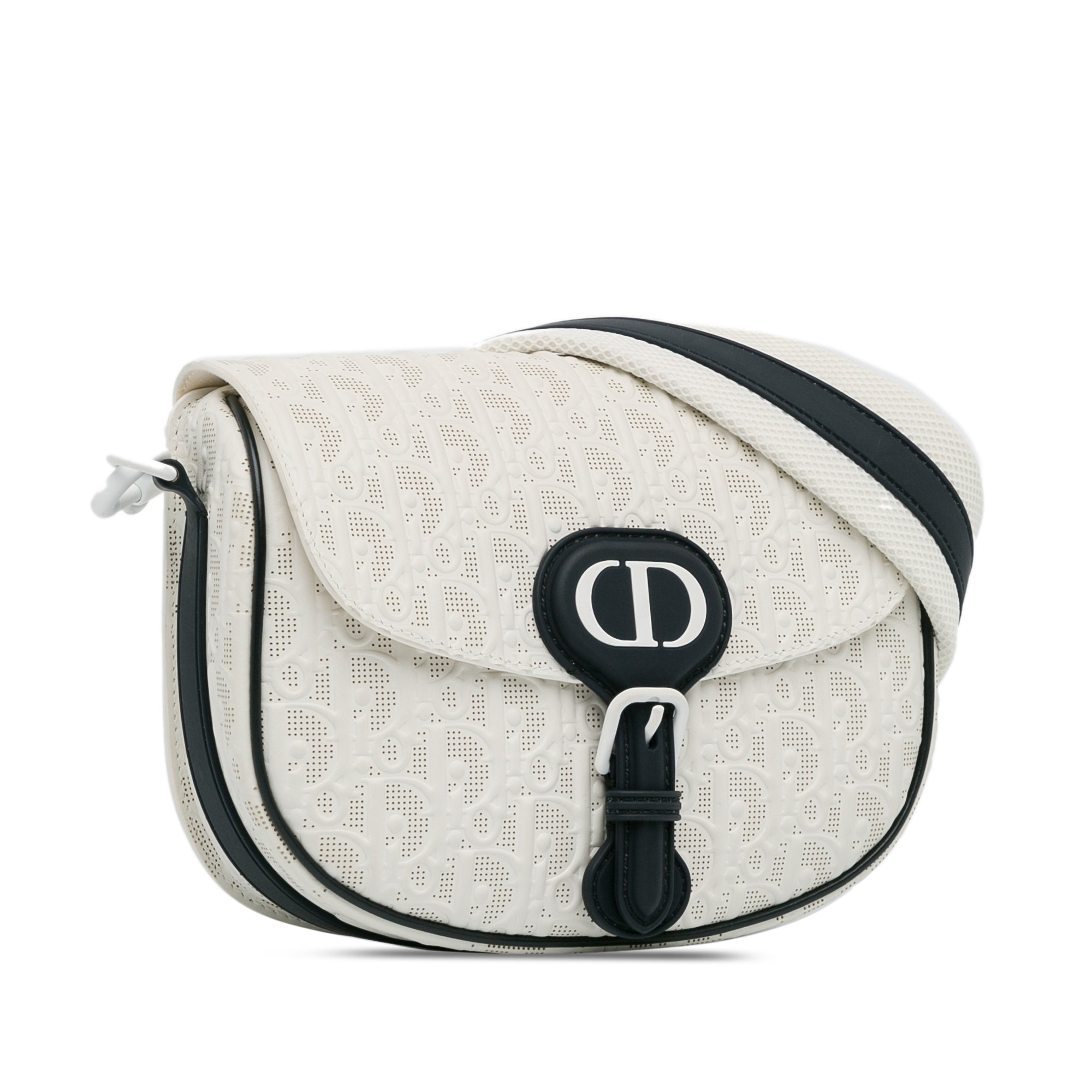 Dior | Pre-Owned Medium Perforated Calfskin Oblique Bobby Flap | White