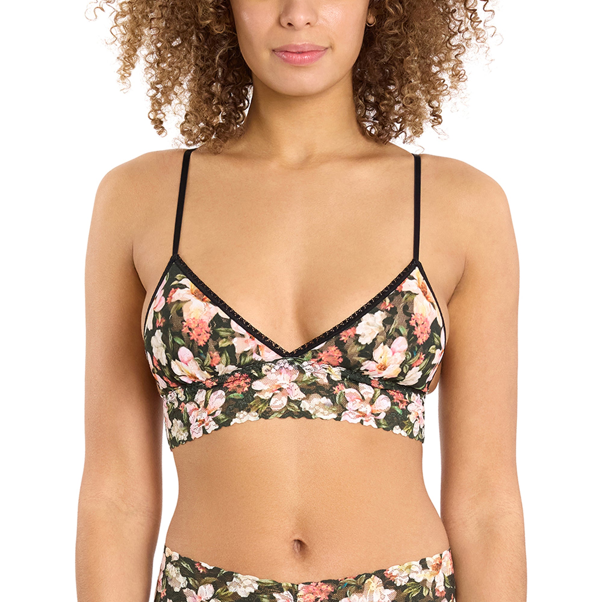 Signature Lace Padded Bralette | Dark Room Blooms (Black)