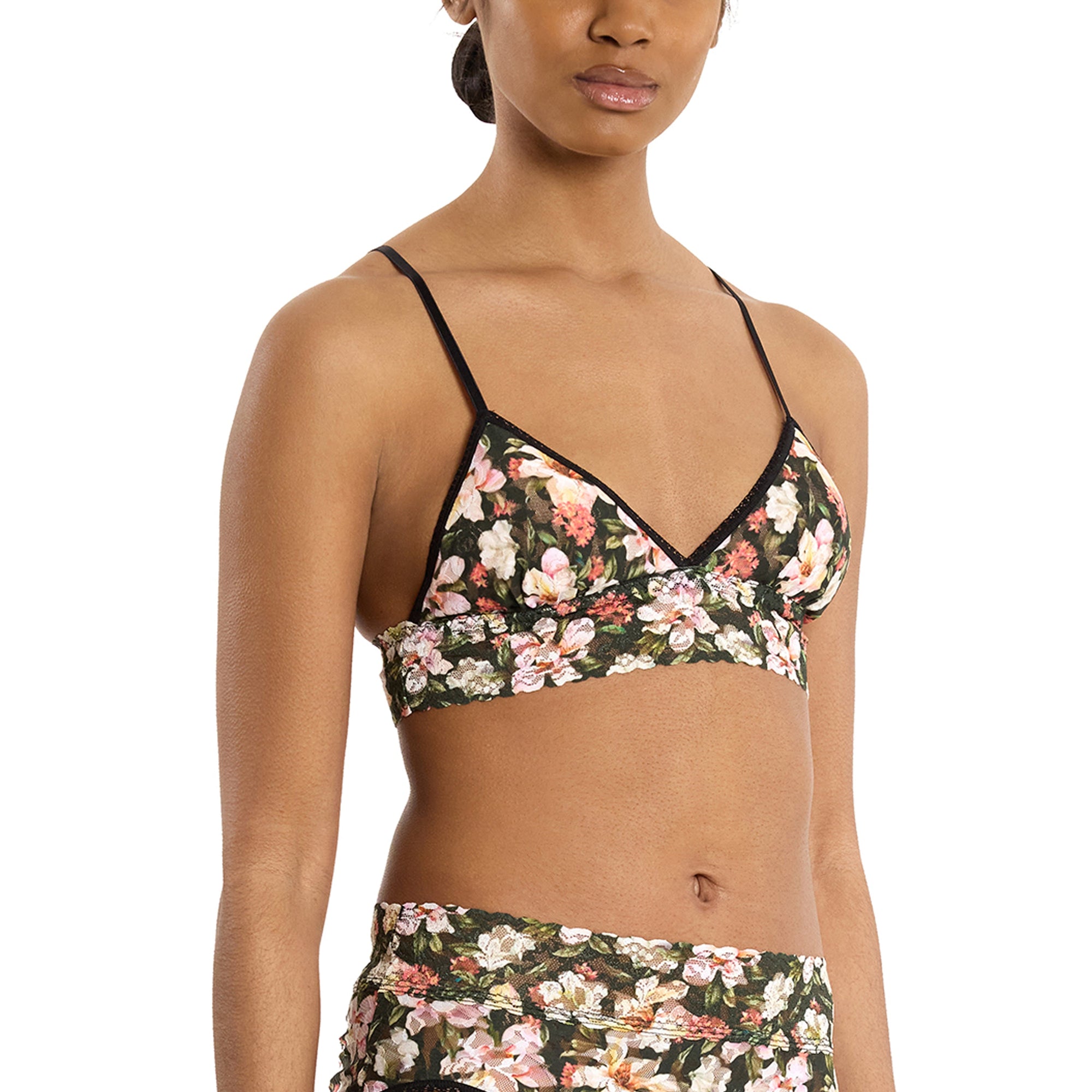 Signature Lace Padded Bralette | Dark Room Blooms (Black)
