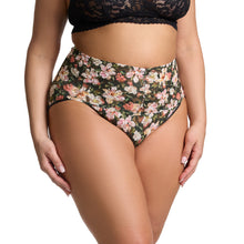 Plus Size Retro V-Kini | Dark Room Blooms (Black)