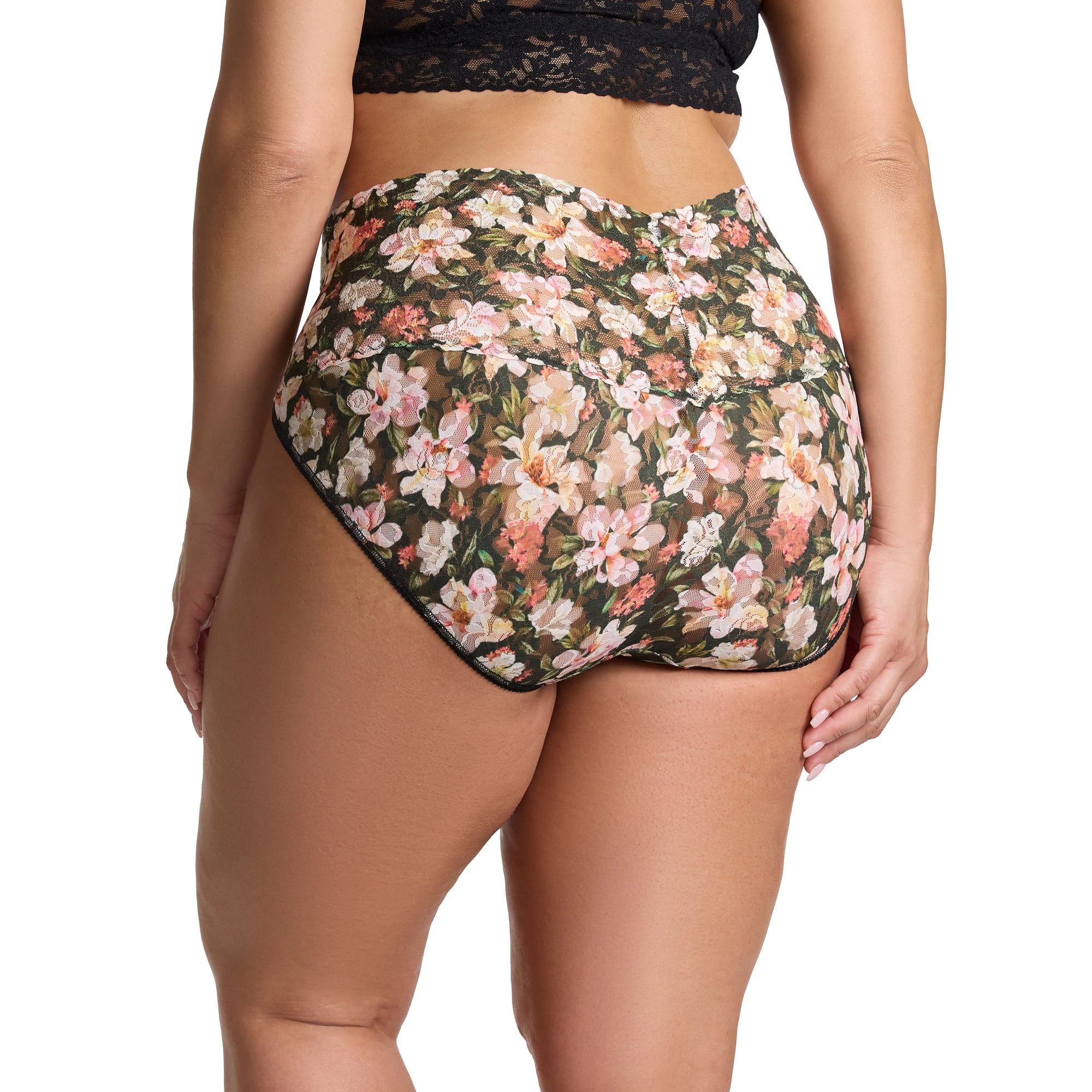 Plus Size Retro V-Kini | Dark Room Blooms (Black)
