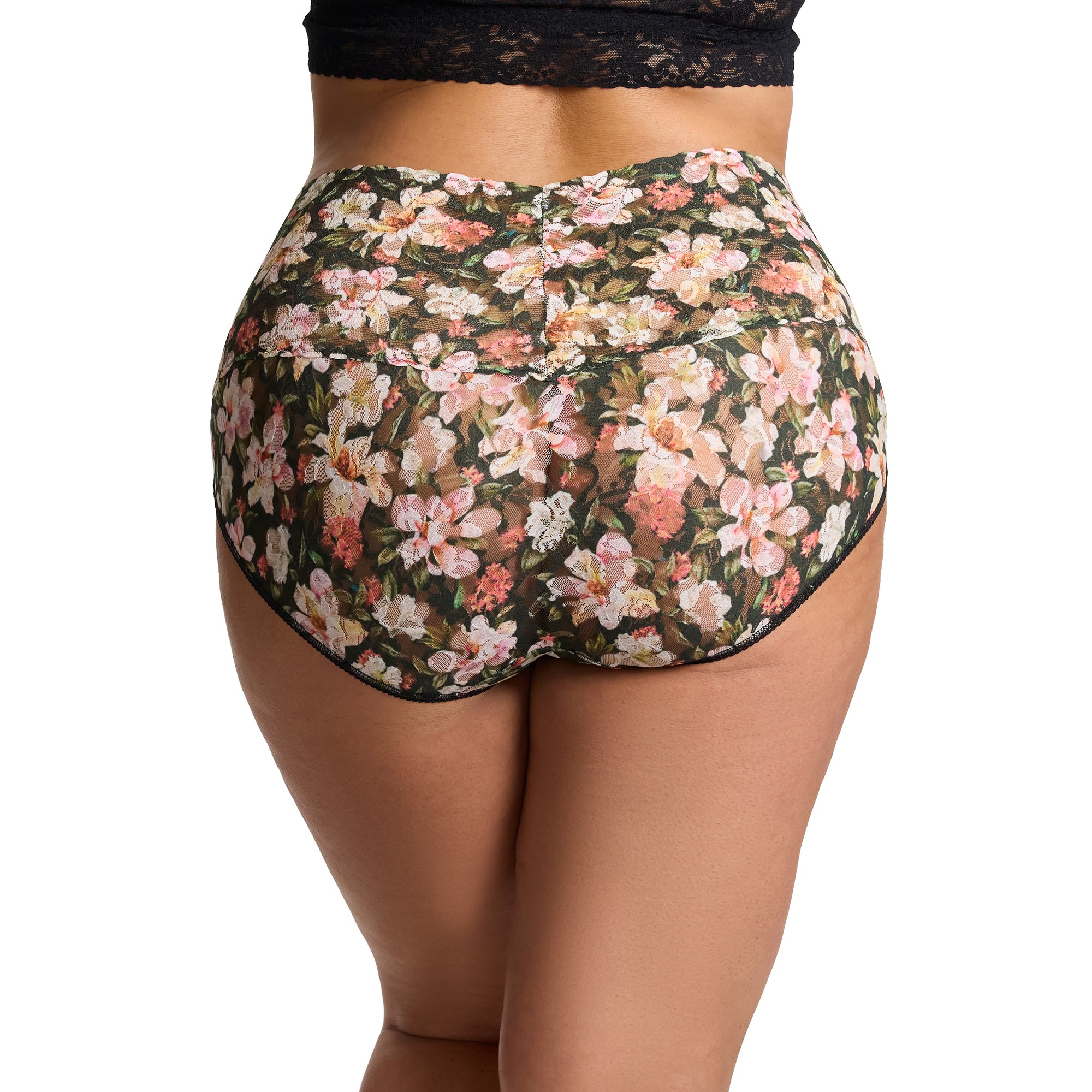 Plus Size Retro V-Kini | Dark Room Blooms (Black)