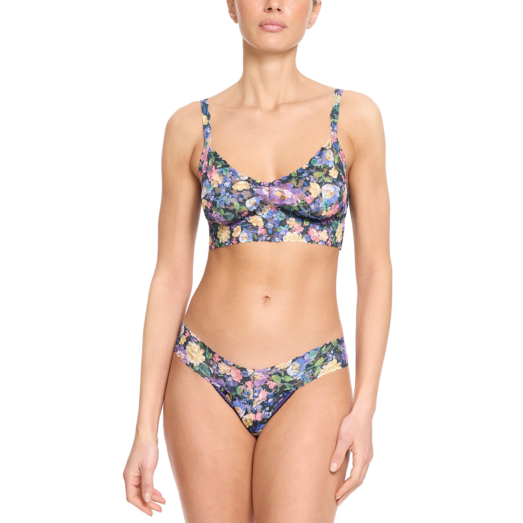 Vneck Retro Bralette | Dream Garden (Black)