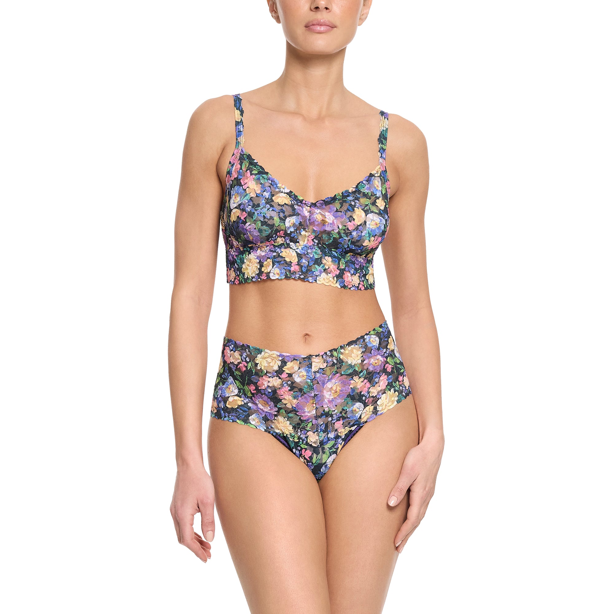 Vneck Retro Bralette | Dream Garden (Black)