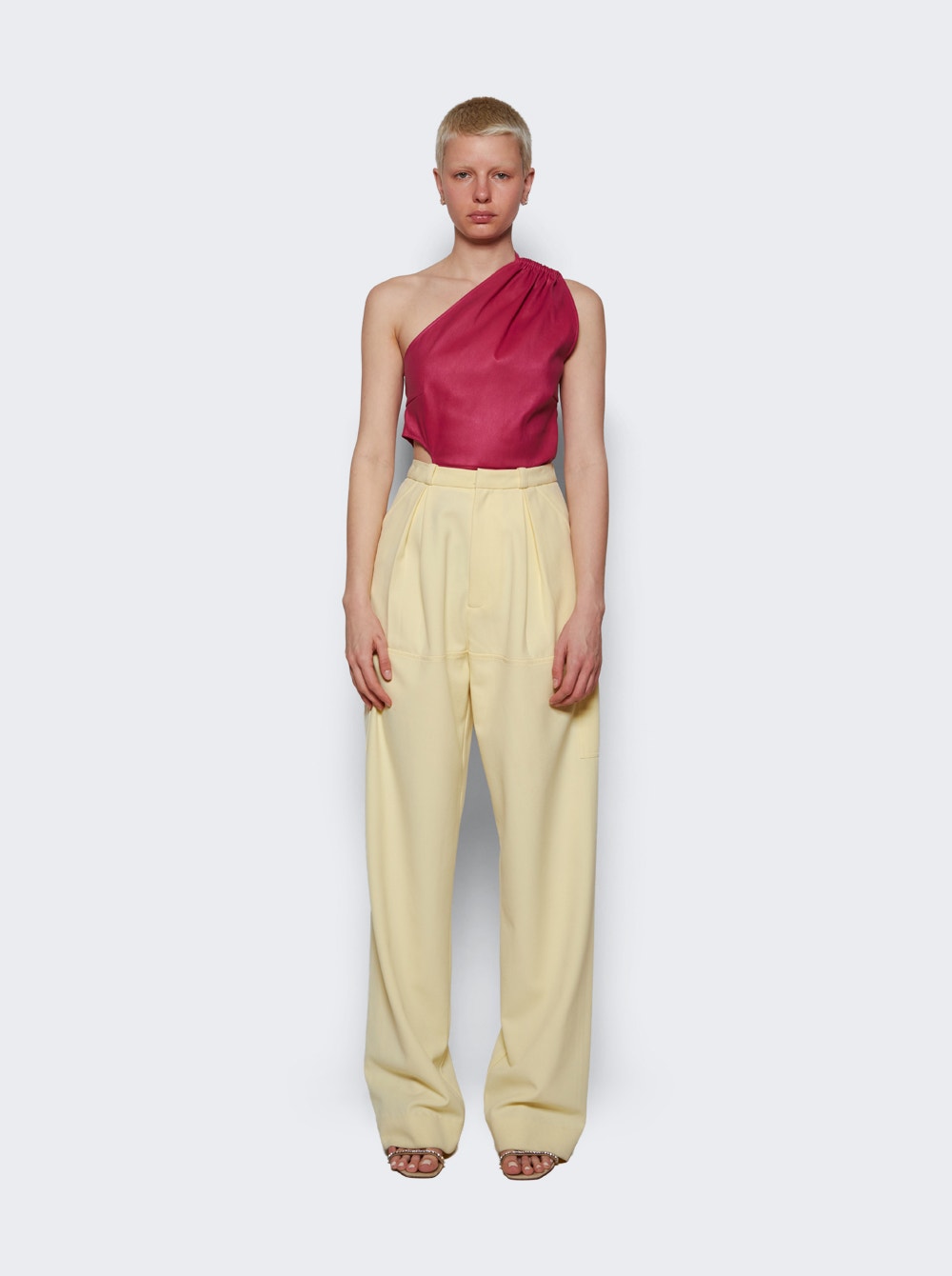 Amiri | Asymmetric Leather Tank Fuchsia Pink