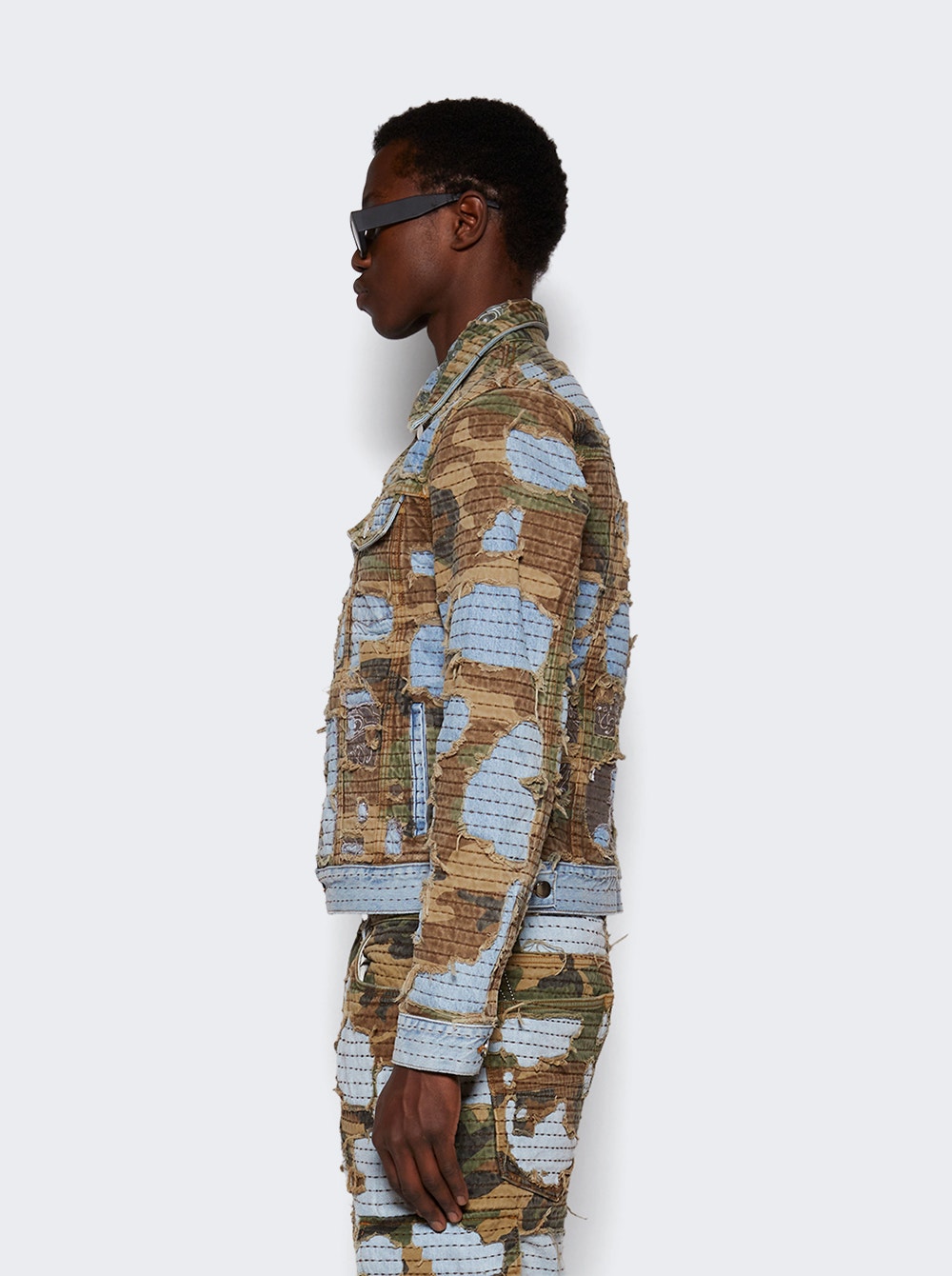 Men | Amiri | Boro Repair Trucker Jacket Indigo | Multi